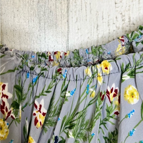 ❤️ SOLD Elan Women's Floral Off The Shoulder Prairie Maxi Dress Gray Yellow - Picture 8 of 17